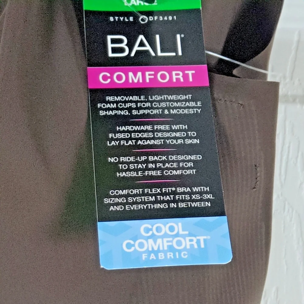 NWT Bali Comfort Revolution EasyLite Seamless Wirefree Bra Brown L DF3491 Large